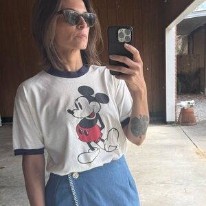 Vintage single stitch, Mickey Mouse navy ringer T-shirt 70s 80s Disney T unisex